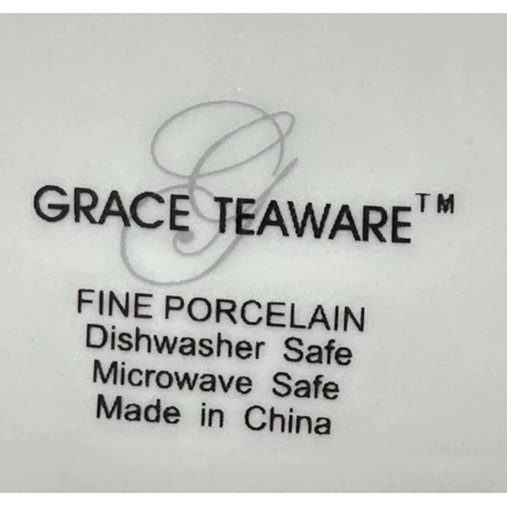 Grace Teaware Blue & White Scalloped Floral 10.5” Dinner Plates Set 4 New - Picture 5 of 5